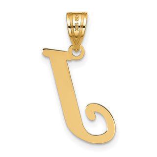 14k Yellow Gold Polished Letter J Initial Pendant
