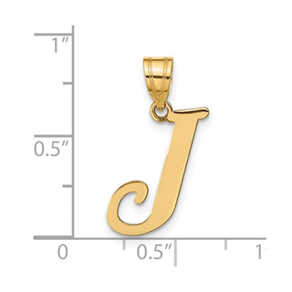 14k Yellow Gold Polished Letter J Initial Pendant