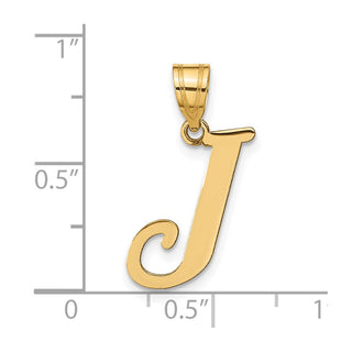 14k Yellow Gold Polished Letter J Initial Pendant