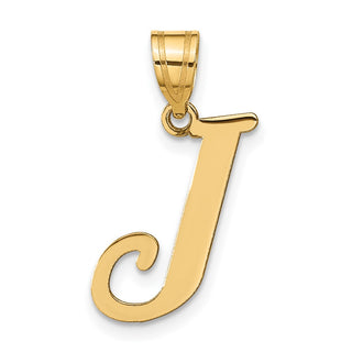14k Yellow Gold Polished Letter J Initial Pendant