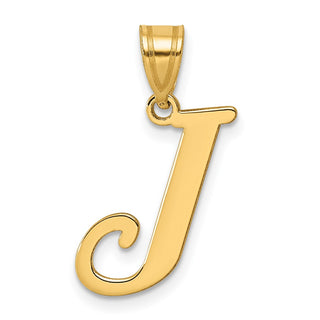 14k Yellow Gold Polished Letter J Initial Pendant