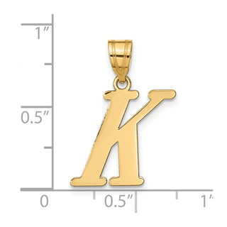 14k Yellow Gold Polished Letter K Initial Pendant