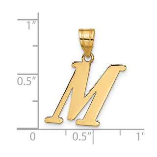 14k Yellow Gold Polished Letter M Initial Pendant