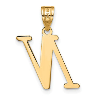 14k Yellow Gold Polished Letter N Initial Pendant