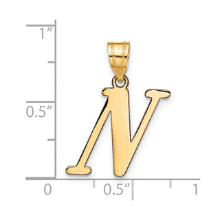 14k Yellow Gold Polished Letter N Initial Pendant