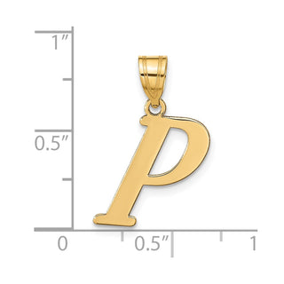14k Yellow Gold Polished Letter P Initial Pendant