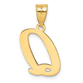 14k Yellow Gold Polished Letter Q Initial Pendant