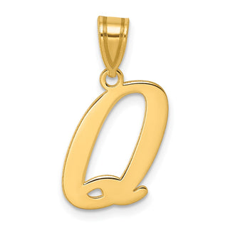 14k Yellow Gold Polished Letter Q Initial Pendant
