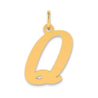 14k Yellow Gold Polished Letter Q Initial Pendant