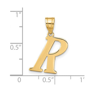14k Yellow Gold Polished Letter R Initial Pendant