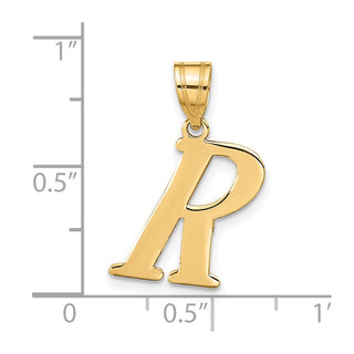 14k Yellow Gold Polished Letter R Initial Pendant