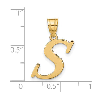 14k Yellow Gold Polished Letter S Initial Pendant