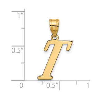 14k Yellow Gold Polished Letter T Initial Pendant