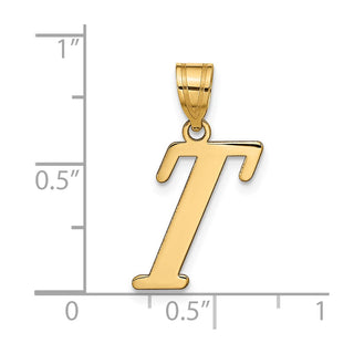 14k Yellow Gold Polished Letter T Initial Pendant