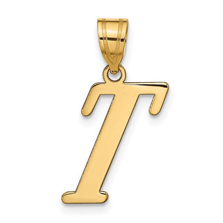 14k Yellow Gold Polished Letter T Initial Pendant