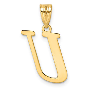 14k Yellow Gold Polished Letter U Initial Pendant