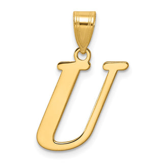14k Yellow Gold Polished Letter U Initial Pendant