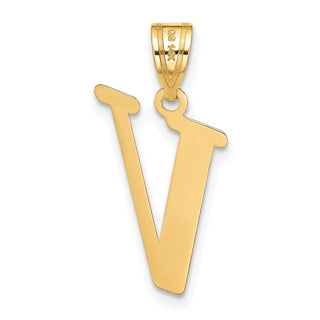14k Yellow Gold Polished Letter V Initial Pendant
