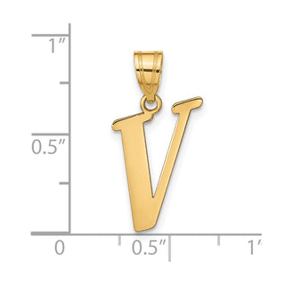 14k Yellow Gold Polished Letter V Initial Pendant