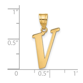 14k Yellow Gold Polished Letter V Initial Pendant