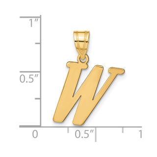 14k Yellow Gold Polished Letter W Initial Pendant