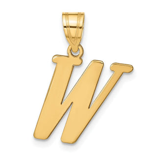 14k Yellow Gold Polished Letter W Initial Pendant