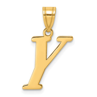 14k Yellow Gold Polished Letter Y Initial Pendant