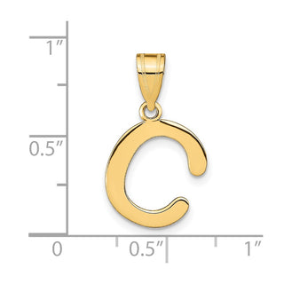 14k Yellow Gold Polished Bubble Letter C Initial Pendant