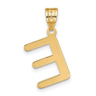 14k Yellow Gold Polished Bubble Letter E Initial Pendant