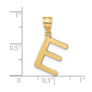 14k Yellow Gold Polished Bubble Letter E Initial Pendant