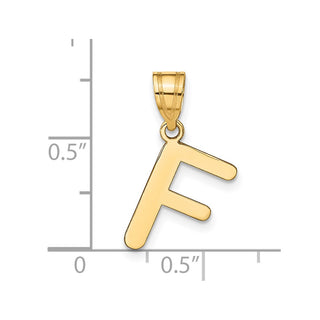 14k Yellow Gold Polished Bubble Letter F Initial Pendant