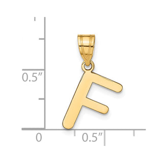 14k Yellow Gold Polished Bubble Letter F Initial Pendant