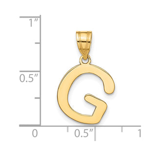 14k Yellow Gold Polished Bubble Letter G Initial Pendant
