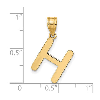 14k Yellow Gold Polished Bubble Letter H Initial Pendant