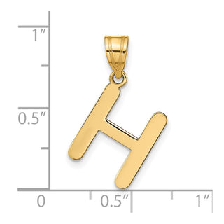 14k Yellow Gold Polished Bubble Letter H Initial Pendant