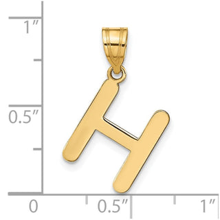 14k Yellow Gold Polished Bubble Letter H Initial Pendant