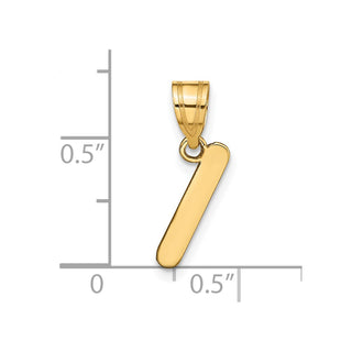 14k Yellow Gold Polished Bubble Letter I Initial Pendant