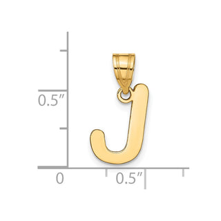 14k Yellow Gold Polished Bubble Letter J Initial Pendant