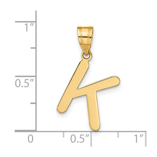 14k Yellow Gold Polished Bubble Letter K Initial Pendant