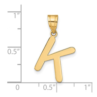 14k Yellow Gold Polished Bubble Letter K Initial Pendant