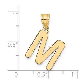 14k Yellow Gold Polished Bubble Letter M Initial Pendant