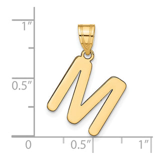 14k Yellow Gold Polished Bubble Letter M Initial Pendant