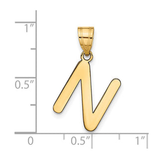 14k Yellow Gold Polished Bubble Letter N Initial Pendant