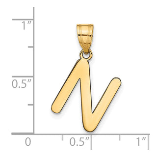 14k Yellow Gold Polished Bubble Letter N Initial Pendant
