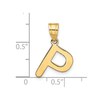 14k Yellow Gold Polished Bubble Letter P Initial Pendant