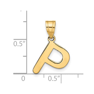 14k Yellow Gold Polished Bubble Letter P Initial Pendant
