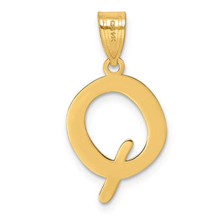 14k Yellow Gold Polished Bubble Letter Q Initial Pendant