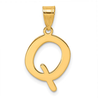 14k Yellow Gold Polished Bubble Letter Q Initial Pendant