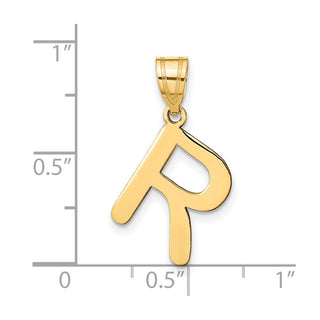 14k Yellow Gold Polished Bubble Letter R Initial Pendant