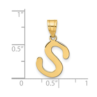 14k Yellow Gold Polished Bubble Letter S Initial Pendant
